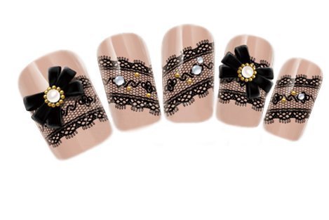 Ottery 1PCS Sexy Black Lace Pattern Water Transfer Decals Nail Stickers For Nail Art Tattoo Nail Wrap Cell Phone Case