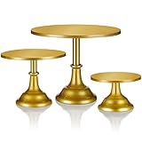3 Pieces Cake Stand Set Round Metal Cake Stands Metal Cupcake Holder Dessert Display Plate Cake Display Accessory for Wedding Birthday Party Celebration Baby Shower Anniversaries Supplies(Gold)