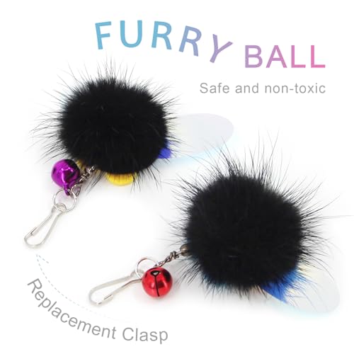 SONGWAY Cat Wand Toy Refill, 6 Pcs Furry Cat Toys with Bell, Teaser Wand Replacement Attachments - Image 3