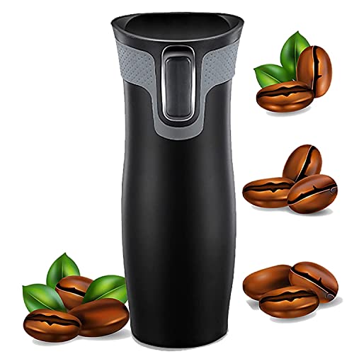 Image of SAXAT Double Wall Stainless Steel Vacuum Insulated Travel Tea Coffee Mug Insulated Cup for Hot & Cold Drinks Car Thermos Mugs Coffee Tea Thermal Bottle Tumbler Vacuum Flasks Thermos (450ML | Black)