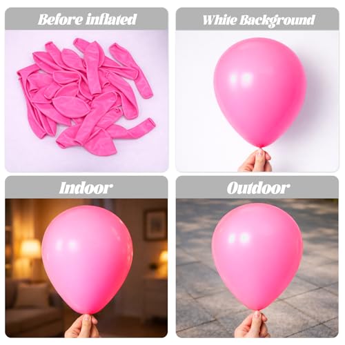 Image of Voircoloria 130pcs Pink Balloons Different Sizes 18 inch 12 inch 10 inch 5 inch Party Latex Balloons for Birthday Baby Shower Wedding Anniversary Princess Theme Party Decorations