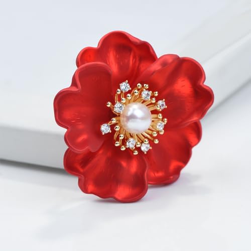 Image of Elegant Crystal Blooming Rose Flower Brooch Lapel Pin Breastpin for Women Birdal Cardigan Hat Scarf Suit Sweater Floral Pins