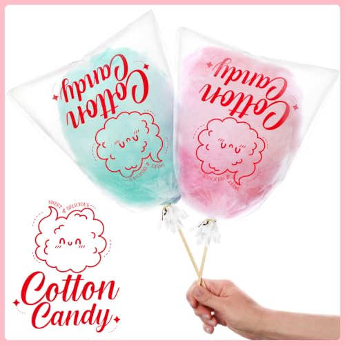 Image of Geyee 500 Pcs Cotton Candy Bags with Ties, 11.8 x 17.7 Inch,Cloud