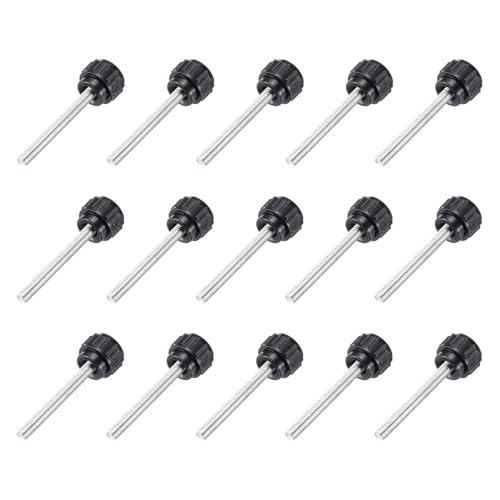 MECCANIXITY Knurled Clamping Knobs Handle Thumb Screws Bolt Knobs M4 x 30 mm Male Thread 14 mm Head for Electronics Automotive Furniture Assembly Wood Working DIY Projects(Black, Pack of 15)