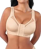 FeelinGirl Breast Augmentation Post Op Bra After Breast Surgery Support Compression Bras Beige Large