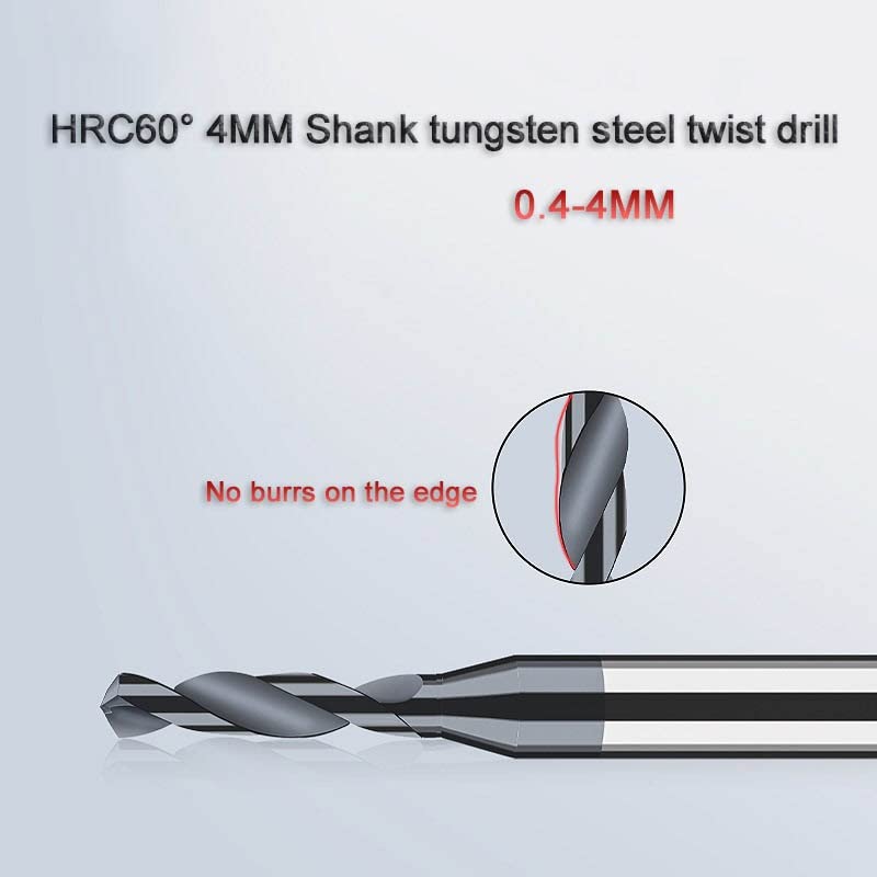 1pcs 4mm Shank Carbide Alloy Twist Drill Bit - 50mm Length for CNC Machines, HRC 60, Precision Metal Drilling(D1.6X10XD4X50L)