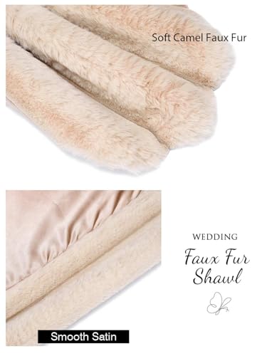 GORAIS Women Wedding Faux Fur Shawl and Wrap Bridal Winter Fur Stole Shrug for Brides and Bridesmaids3