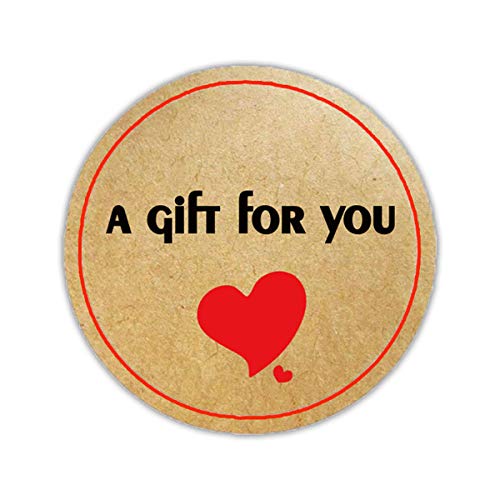 Remarkable A Gift for You Stickers Labels ,1.5 Inch Round Natural Kraft Red Heart Gift Labels Thank You Adhesive Stickers（500 Pcs）
