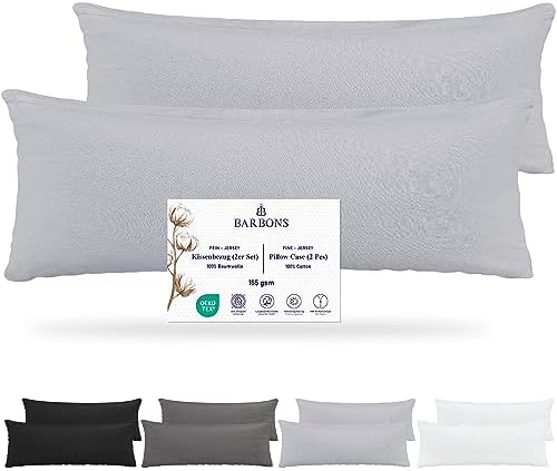 Barbons Poduszka do spania na boku 40 x 145, poszewka na poduszkę, zestaw 2 szt.  165 g/m², certyfikat Öko-Tex, poszewka na poduszkę, 100% bawełna, poszewka na poduszkę z zamkiem błyskawicznym (40 x
