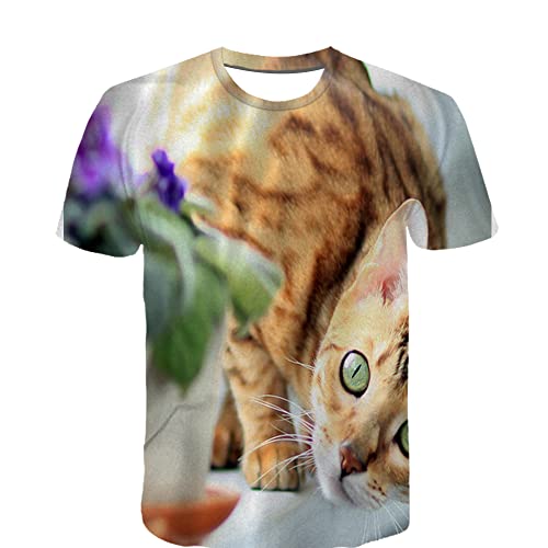 Waniyin T-Shirt imprimé Chat T-Shirt Graphique imprimé en 3D Intéressant été/Printemps T-Shirt imprimé en 3D pour la Taille supérieure S-3XL Cover