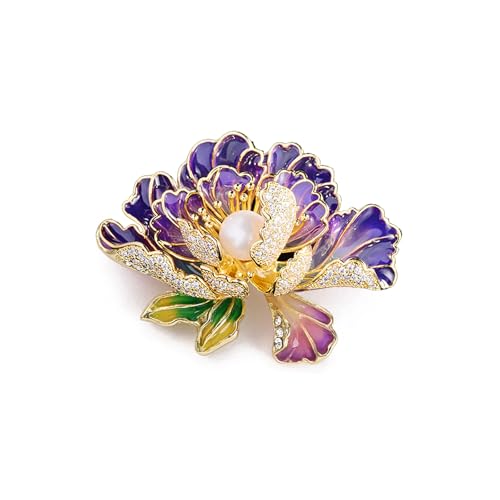 Image of Elegant Flower Brooch Pin for Women, Stylish Vinage Crystal Pearl Rhinestones Brooches Pins Dainty Lapel Pins for Dress Accessories Jewelry