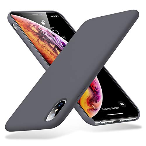 ESR Yippee Color Soft Case for iPhone Xs/iPhone X, Liquid Silicone Gel Rubber Soft Microfiber Cloth Lining Cushion Cover for iPhone 5.8 inch (2018 & 2017)(Shadow Gray)