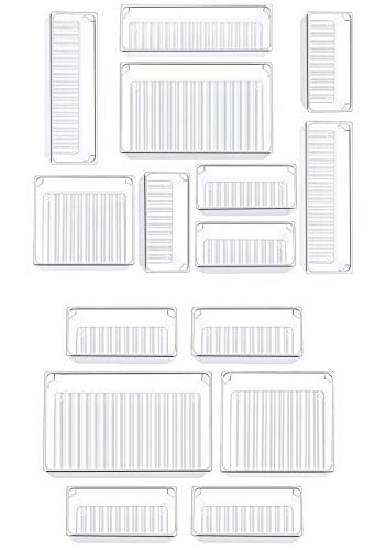 Kootek 15 Pcs Desk Drawer Organizer Tray with 4 Different Sizes, Customize Layout Storage Box Drawer Tray Dividers Organizers Versatile Storage Bins for Kitchen Bathroom Dresser Office