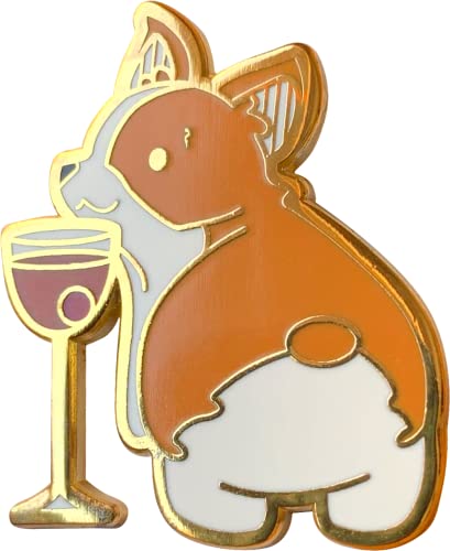 Cocktail Critters Enamel Pins for Bartender Aprons, Jackets, Backpacks and Purses, Shirt and Suit Lapels, Cute Button Badges Brooch Fashion Jewelry (Corgi x Manhattan)