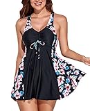 TRAJE DE NATACIÓN SEXY: los trajes de baño para mujer con cuello en V te permiten mostrar tu figura perfecta, y la falda de malla te hace controlar la barriga, haciéndote más atractivo
