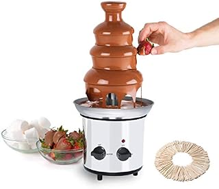Chocolate Fountain Machine for Kids, 4-Tiers 304 Stainless Steel Commerical Chocolate Fondue Perfect for Nacho Cheese, BBQ Sauce, Ranch, Liqueurs with Free 200 Pieces Bamboo