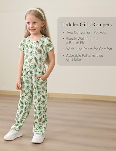 Toddler Girls Rompers Bamboo Viscose Short Sleeve Wide Leg Jumpsuit Summer Outfit2