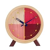 Cloudnola Flor Wood Desk and Alarm Clock Red, 7.1 inch Diameter, Battery Operated Quartz Movement,...
