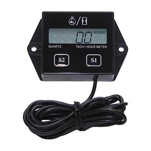 Tachometer for Small Engine,Inductive Hour Meter for 2 Stroke & 4 Stroke Small Engine, Timorn Replaceable Battery Waterproof Tachometer for Chainsaw Marine ATV Motorcycle UTV Engine (Black) Cover