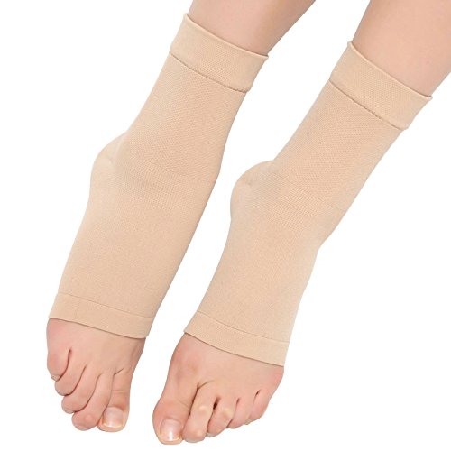 Spotbrace Medical Compression Breathable Ankle Brace, Elastic Thin Ankle Support, Pain Relief Ankle Sleeve For Unisex Ankle Swelling, Achilles Tendonitis, Plantar Fasciitis And Sprained - Nude,1 Pair #TOP1