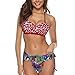 Produktbild Damen Geteilter Badeanzug Bikini Set, Frauen schnüren Bandeau Top Tie Side Volant Triangle Bikini Bottom Set Badeanzug 2 Stücke Badebekleidung Beachwear-Badeanzug Oberteil Bottom Sport Zweiteiliger Ba