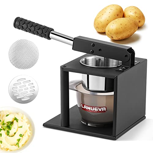 Lanueva Potato Ricer, Heavy Duty Potato Masher With 2 Interchangeable Discs, Stainless Steel Food Press For Mashed Potatoes Veggies Puree Sauce Fruit Juice Baby Food #TOP7