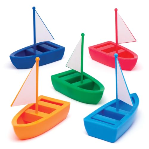 Baker Ross AW520 Make Your Own Boat Kit - Pack of 5 Assorted Colours Foam Craft Set Boat Models Assembly Activity