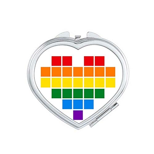 Rainbow Gay Small Box Heart LGBT Mirror Travel Magnification Portable Handheld Pocket Makeup image 2