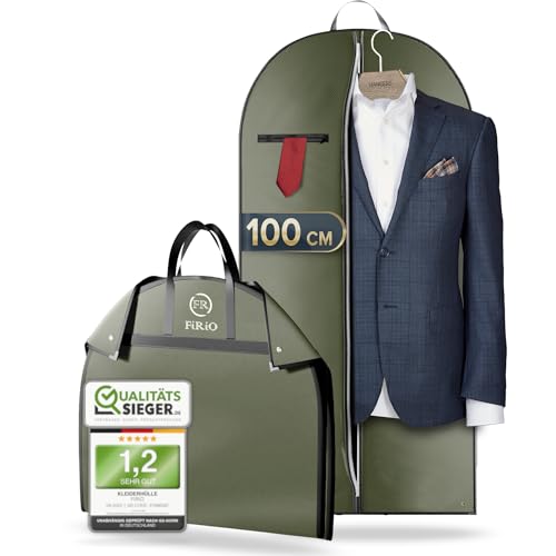 FiRiO® 1 x Premium Kleidersack kurz - BIS 50% DICKERES MATERIAL - Suit Bag, Garment Bag für Anzug, Hemd & Co - Faltbare Kleiderhülle für Reise & Aufbewahrung - Anzugtasche für Herren - Größe: 100x60cm