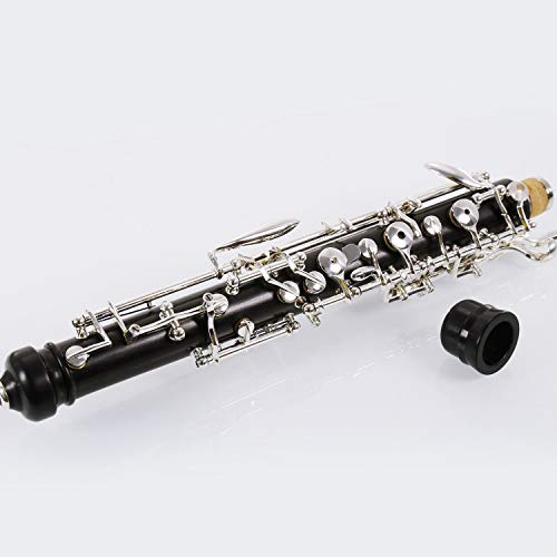 Rochix Oboe Professional Performance Level WHS36 Ebenholzkorpus versilbert halbautomatischer C-Ton mit 2 Blättern, 1 Reinigungstuch, 1 Oboe-Tupfer, 1 Daumenauflage, 1 Etui und mehr