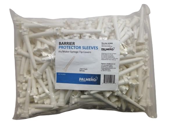 AmeriCan Goods 250/Pack Disposable Dental Air Water Syringe Tip Covers Plastic Protector for Air-Water Tips White 3-1/4