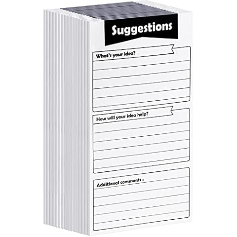 Pajean 400 Sheets Suggestion Cards Comment Cards Suggestion Slips Complaint Cards for Suggestion Box with Lock Feedback Box Cards Continuous Improvement Cards for Customer Complaints (Black) Cover