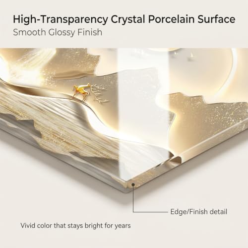 3D LED Wall Art Decor, Crystal Porcelain Landscape Mural for Living Room