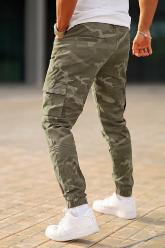 GINGTTO Mens Cargo Jogger Pants Slim Fit Stretch Zipper Pockets Thick Cotton Pants for Men2