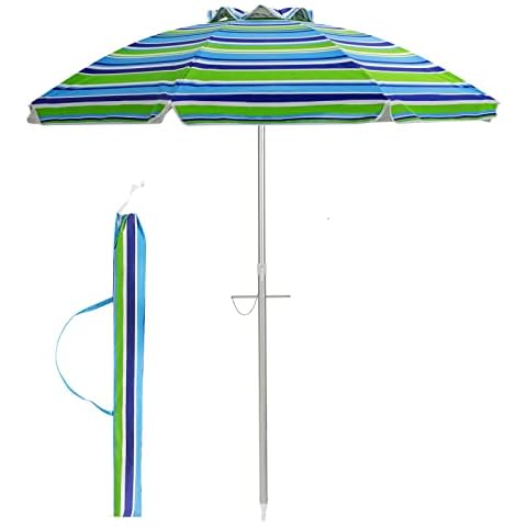 Sombrilla de playa para patio GOPLUS con protección UV y ajuste de inclinación Cover