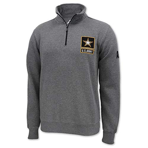 Armed Forces Gear United States Army Star Embroidered Fleece Stripe 1/4 Zip, Small, Grey