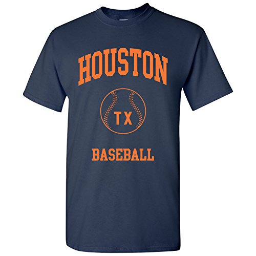 Houston Classic Baseball Arch Basic Cotton T-Shirt - Large - Navy