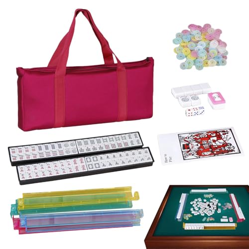 Juego de Mahjong genérico | 166 Azulejos juego compacto de viaje, set completo con reglas y dados ideal para principiantes, mayores y entusiastas del
