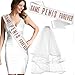 Bachelorette Party Sash and Veil - Set of 2: Rose Gold Same Pennis Forever White Bridal Grade Satin Sash & Short White Veil - Bachelorette Decorations