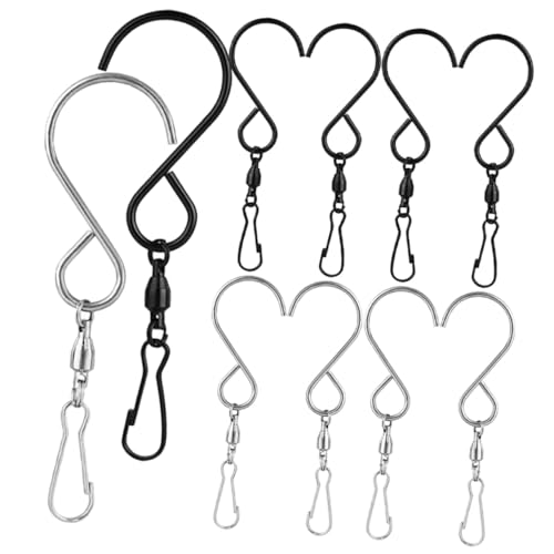 Happyyami 10個 ステンレス製転式ハンギングフック 耐錆性 耐久性 高耐荷重 スイベル 鳥の餌箱 風鈴 植木鉢用 屋内外兼用装飾アクセサリー