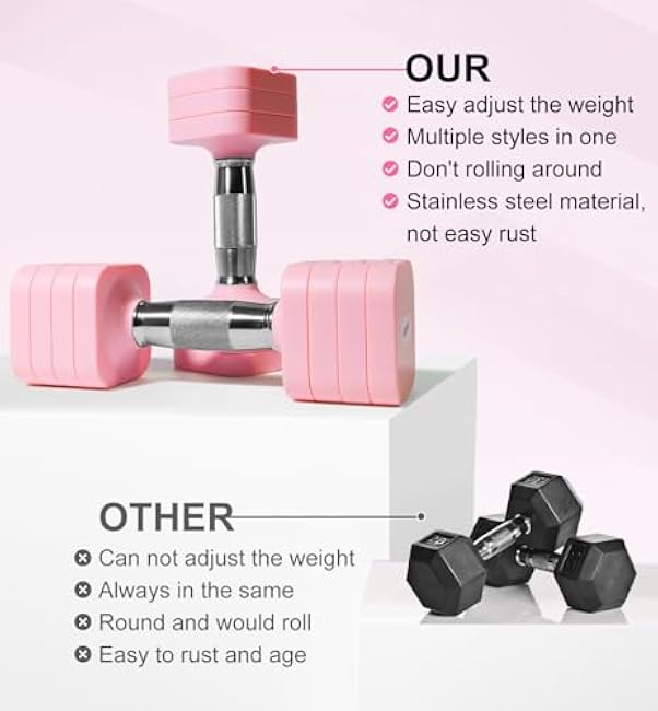 15LB 20LB 40LB 50LB Adjustable Dumbbell Set Free Weights Dumbbells Set for Women Men Hand Weights Sets Adjust Dumbbell Weight Sets for Home Gym Exercise Workout Strength Training Equipments