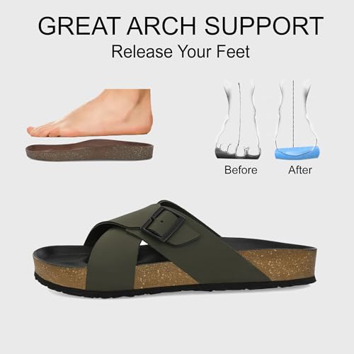 شبشب منزلق من سنترينو موديل كوشن سلايدرز عصري للرجال باللون الزيتوني مقاس 45.5 أوروبي