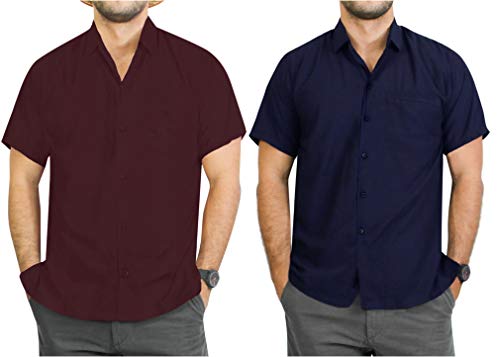 La Leela Men's Camp Hawaiian Shirt For Boys Button Down Up Shirt 3Xl Work From Home Clothes Men Pack Of 2 #TOP7