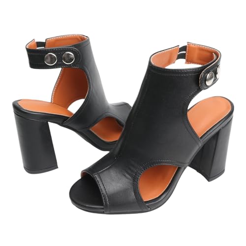 MEOTINA Open Toe Booties for Women Dressy Sandals Peep Toe Boots Block Heels Summer Gladiator Shoes