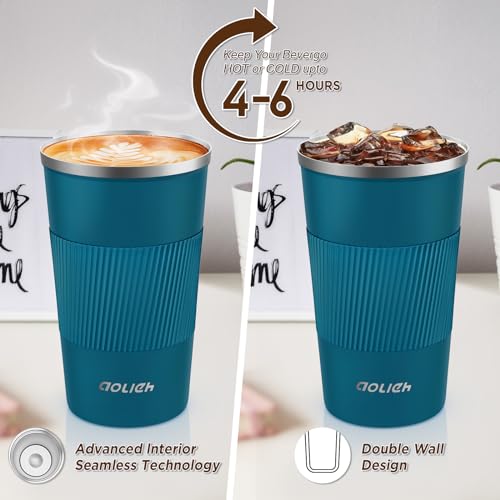 Image of Travel Mug, Insulated Coffee Cup,Double Walled Travel Mug Vacuum Insulation Stainless Steel with Leakproof Lid Eco-Friendly Reusable Cup for Coffee,Tea and Beer