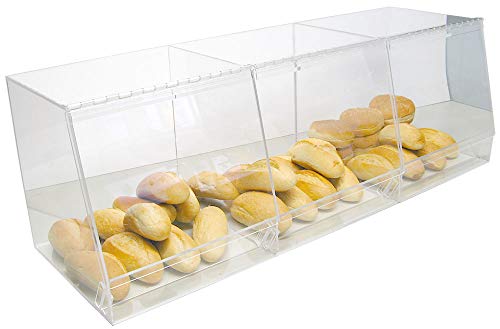 Bulk Bread Storage Display Case 3 Containers for Deli or Convenience Stores, Bakery Sandwich Pastry Donut or Bagel with Removable Crumb cleanout