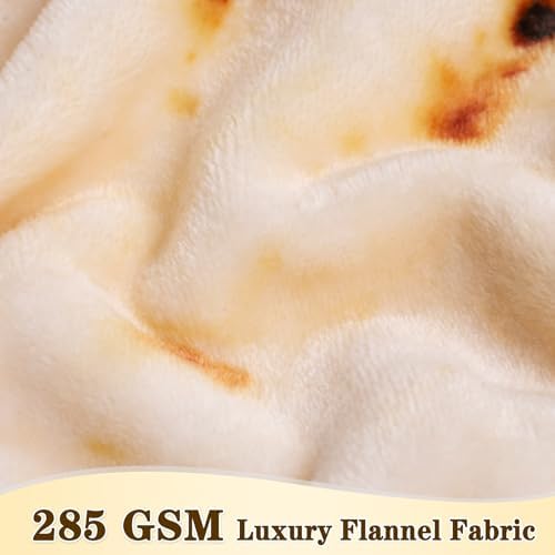 mermaker Burritos Tortilla Throw Blanket 2.0 Double Sided 71 inches for Adult and Kids, Giant Funny Realistic Food Blankets, 285 GSM Novelty Soft Flannel Taco Blanket (Yellow -Double Sided)