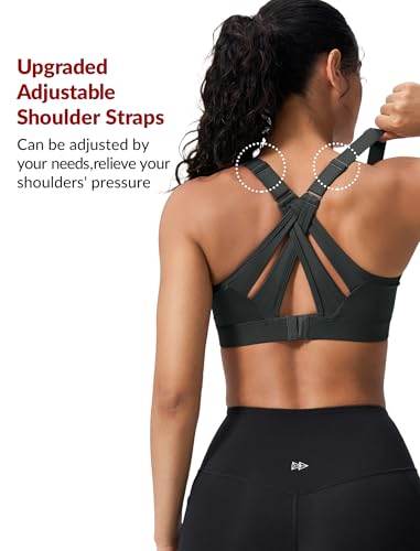 Image of Yvette Sports Bra High Impact Adjustable Criss Cross Back, Full Support for Large Bust No Bounce