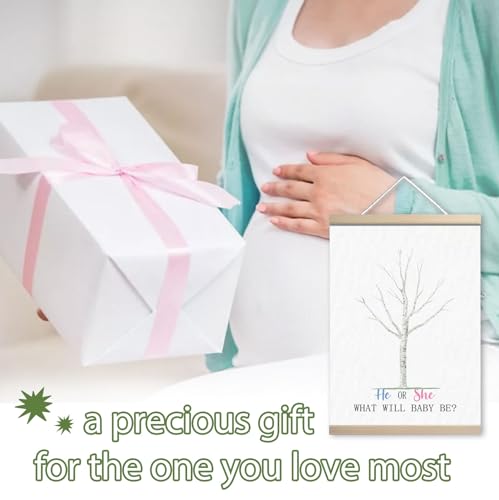Image of Gender Reveal Decorations Fingerprint Tree Canvas Paintings Decor Gifts Ideas - Baby Party Supplies - Boy and Girl Gender Guess Game - Thumbprint Hanging Paintings