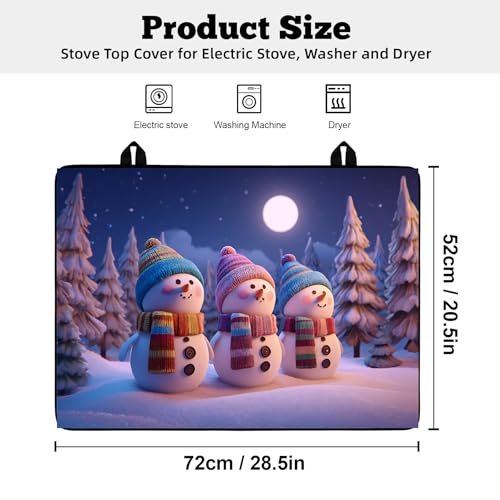Image of Christmas Multi-Design Stove Cover for Glass /Electric Stoves - 3-in-1 Heat-Resistant Protector Mat, Non-Slip Drying Rack 28 inchx20 inch